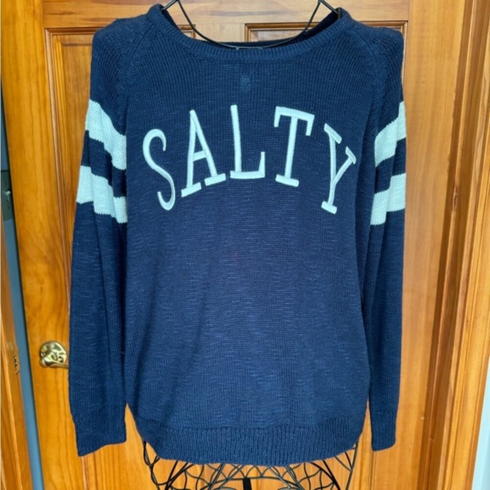 Women's Mia & Tess "Salty" Sweater, Medium, Navy & Cream